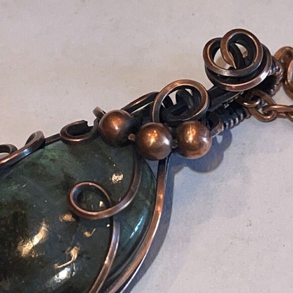 NWT DebbyTammy 18”necklace handmade Labradorite oval stone - Picture 3 of 12